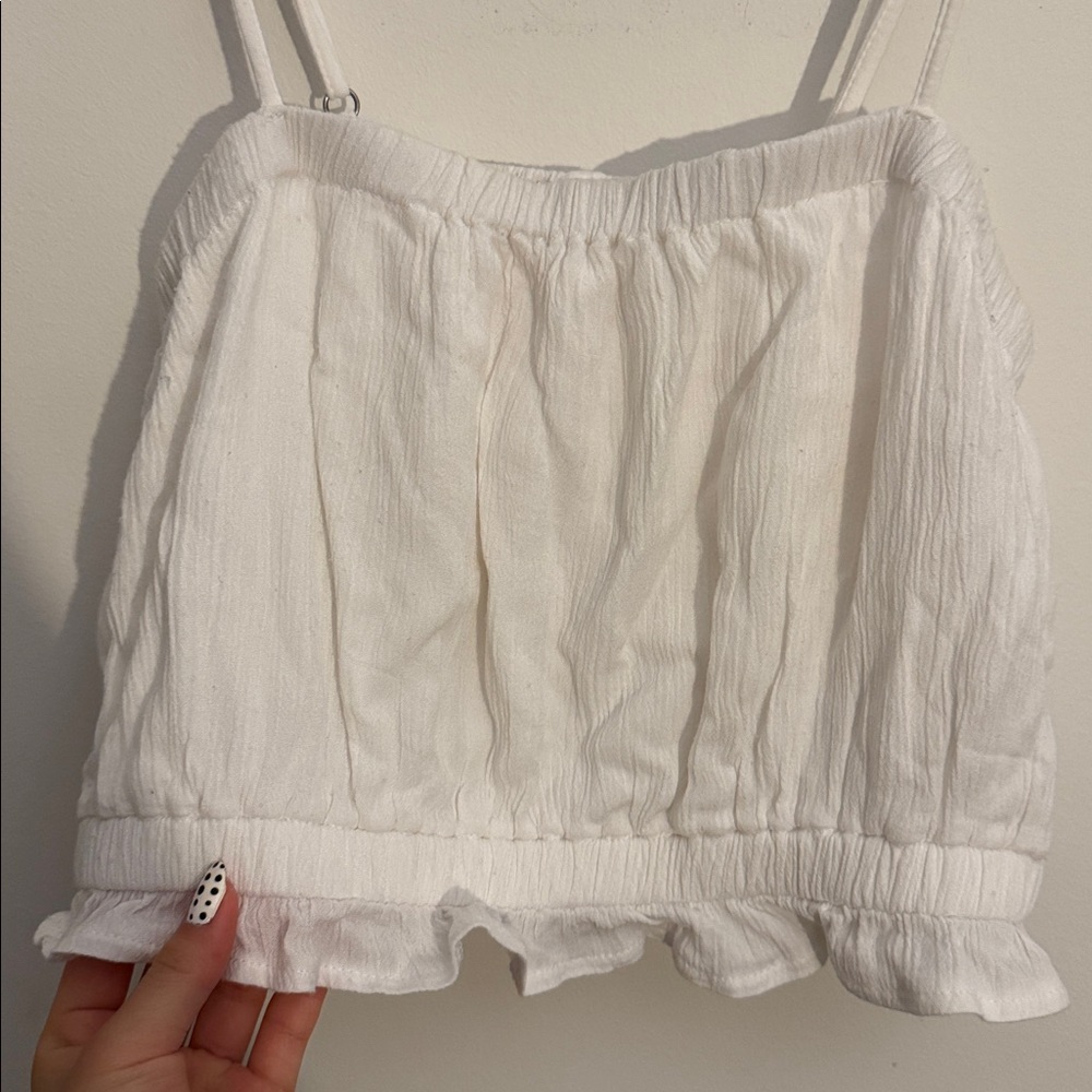 White Ruffled Crop Top - Picture 3 of 3